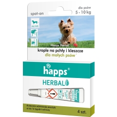 Happs Herbal - Krople na pchły i kleszcze dla psów małych (5 - 10 kg)