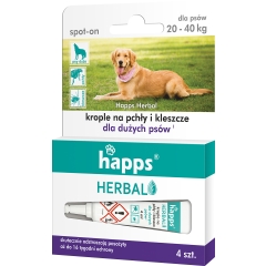 Happs Herbal - Krople na pchły i kleszcze dla psów dużych (20 - 40 kg)