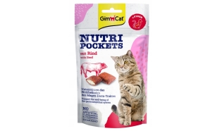 GimCat NUTRI Pockets - przysmak dla kota - Wołowina + słód 60g