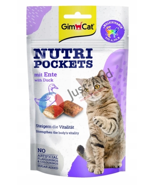 GimCat NUTRI Pockets - przysmak dla kota kaczka + multiwitamina 60g