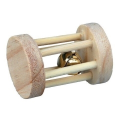 Drewniana rolka z dzwonkiem dla małych gryzoni