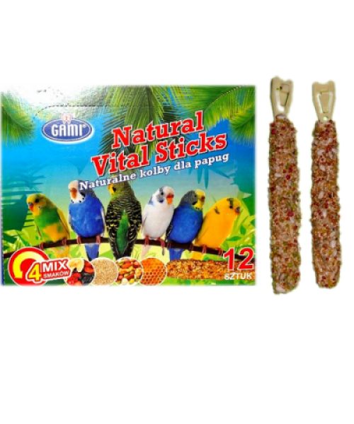 Przysmak - Naturalne kolby dla papug - 12 szt. bombonierka różnych smaków Vital Sticks